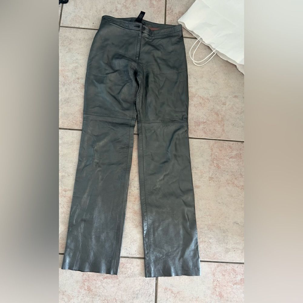 Bcbg dress pants leather bottoms gray trousers